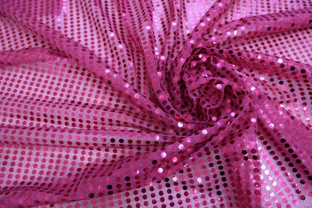 Трикотаж с пайетками розовый