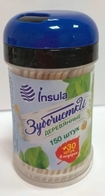 Зубочистки INSULA 150+30 штук в пласт.банке