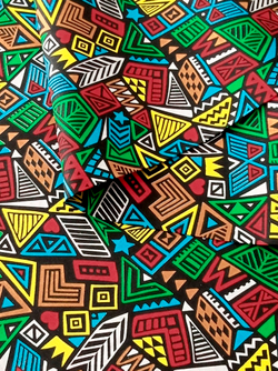 Ткань бязь плательная, рис. "Африканские мотивы", ширина 150 см, арт. 172