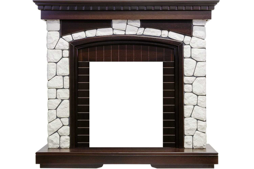 Каминокомплект Glasgow - Темный дуб / Белый с очагом Majestic FX Brass