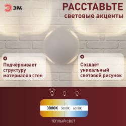 Светильник декоративный настенный светодиодный ЭРА WL10 WH 4х1Вт 3000К IP54 белый для интерьера и фасадов зданий