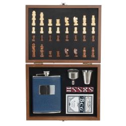 GAEM Набор подарочный (шахматы, покер, фляжка, 250 мл, L24 W19 H6 см