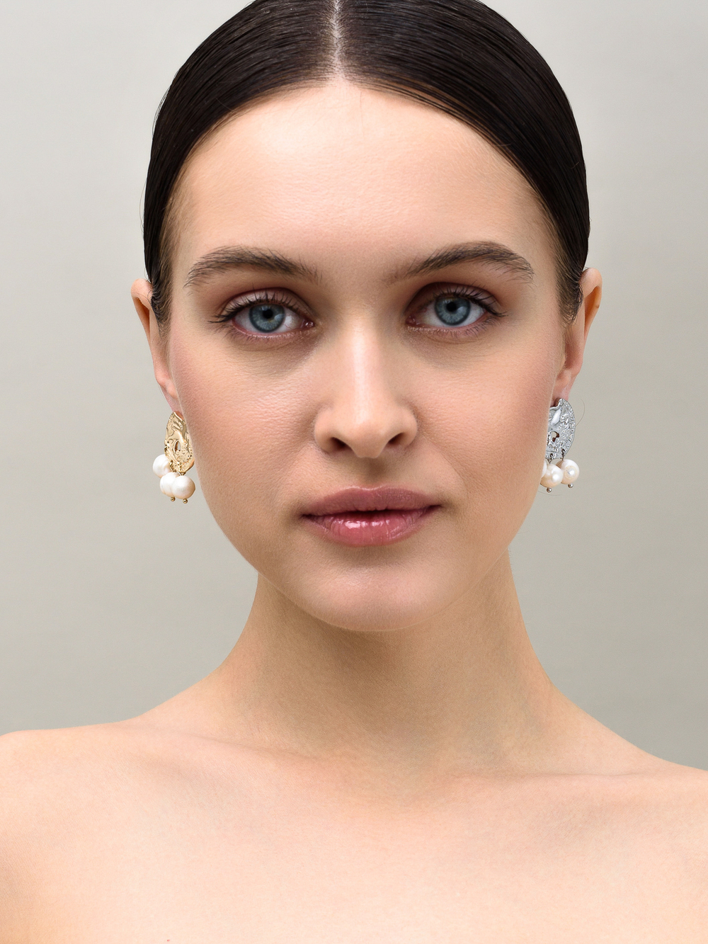 Серьги "Pearl Coin" Bicolor