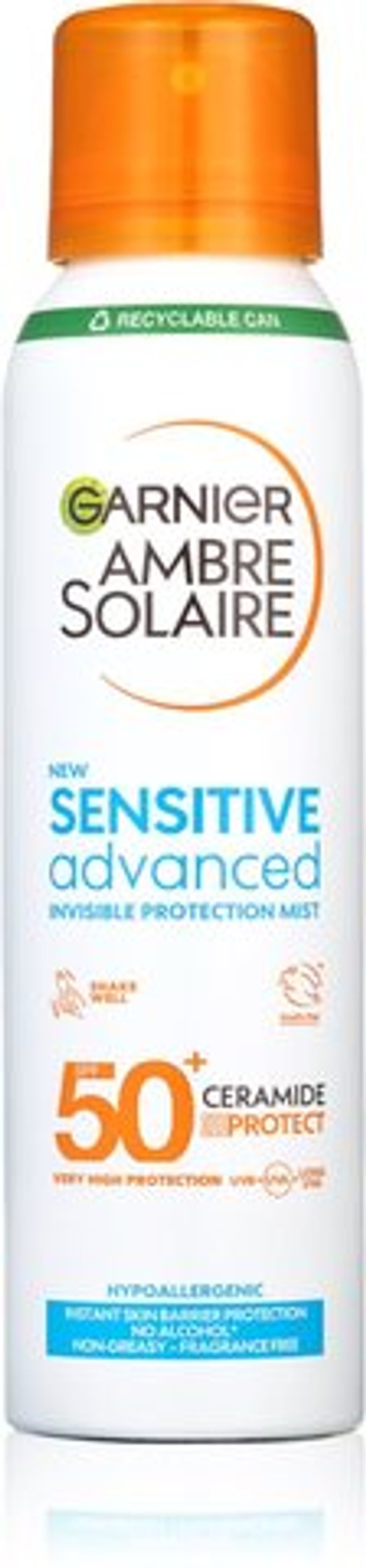Garnier Ambre Solaire Sensitive Advanced - спрей-мист для загара для очень чувствительной кожи /  SPF 50+ 150  ml  / GTIN 3600542512961