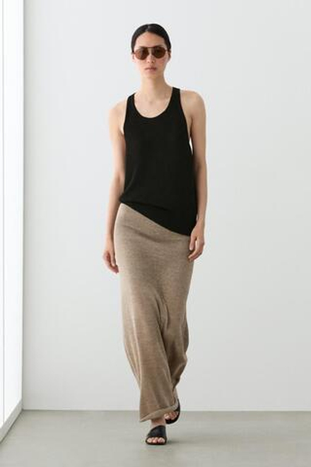 Massimo Dutti Расклешенная вязаная юбка, песочный