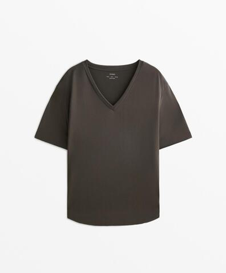 Oysho Футболка с коротким рукавом, антрацитовый