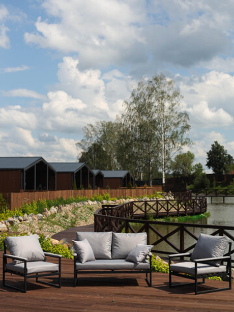 Комплект Диван и 2 Кресла AnriStur / Oxford 600D / (Серый)