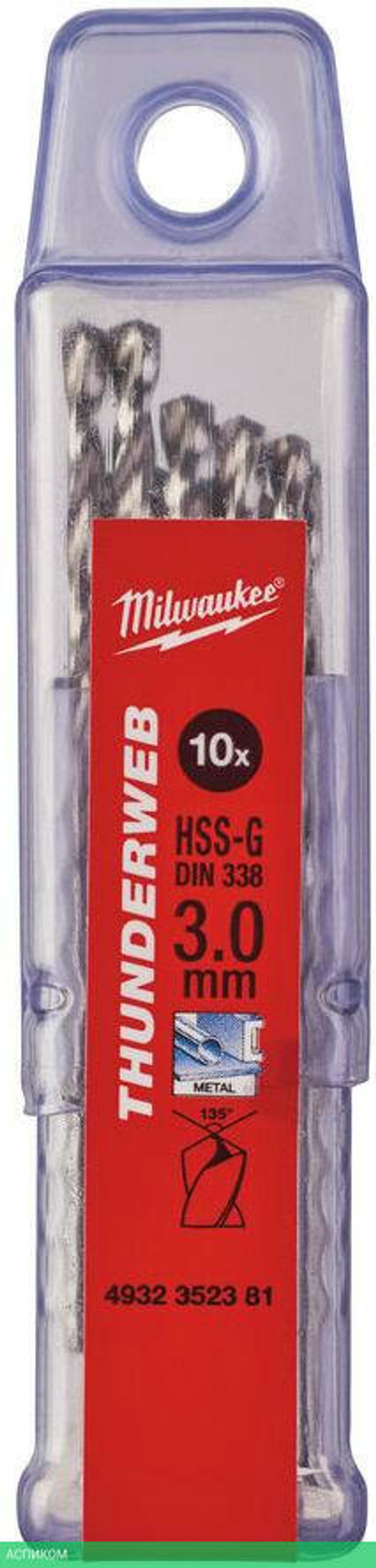 Сверло по металлу Milwaukee Thunderweb HSS-G 3x61мм 10шт (4932352381)