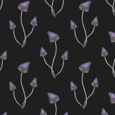 Фиолетовые грибы на черном