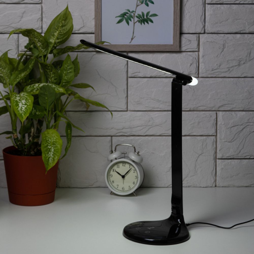 Настольный светильник ЭРА NLED-482-10W-BK светодиодный с ночником черный | Светодиодные настольные лампы