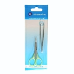 Маникюрный набор на блистере, 2 предмета «Ultramarine» (ножницы с пласт. ручками и пинцет)