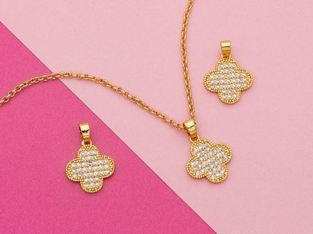 Подвеска "Клевер" 16,5мм, со стразами