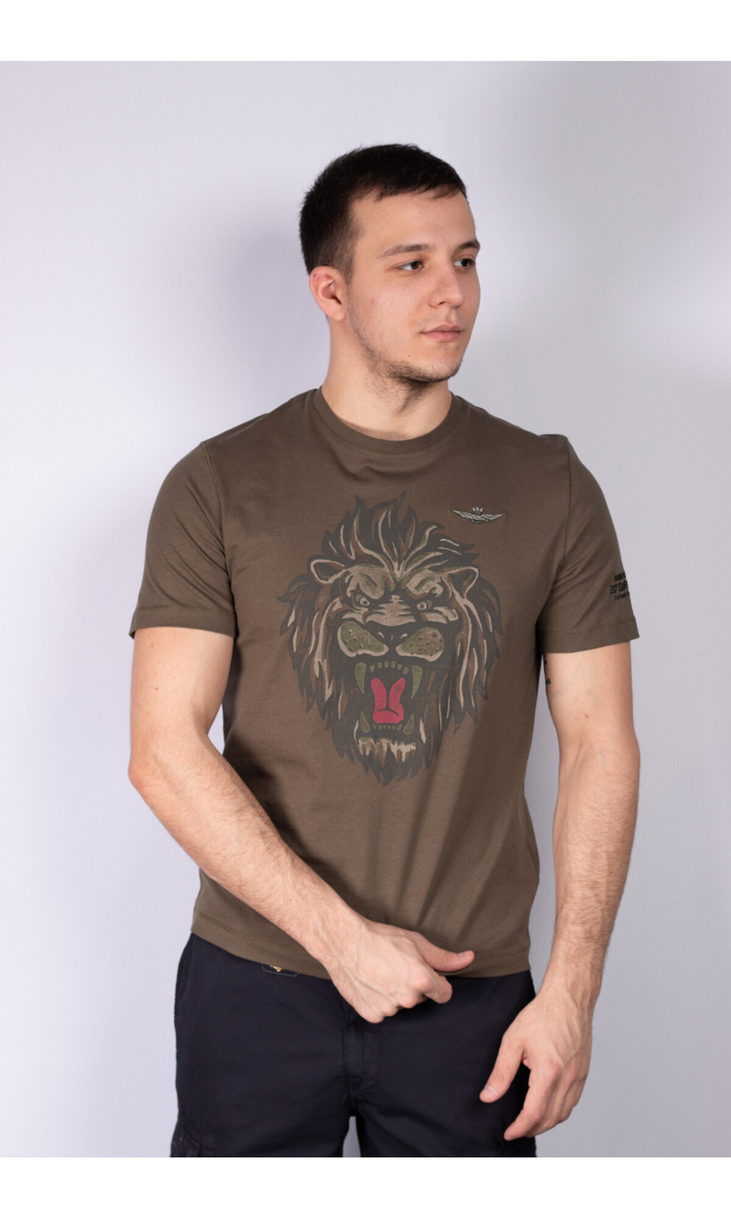 Футболка с принтом льва AERONAUTICA MILITARE