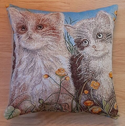 Декоративный гобеленовый чехол для интерьерной подушки Два кота 47*47