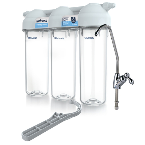 Фильтр под мойку 1/2'' трехступ хол. вода 10" литая крышка UNICORN (FPS_3N)(PS10 -5,FCBL-10,FСА-10)