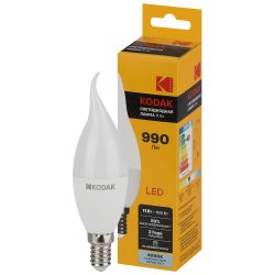 Лампа светодиодная Kodak LED BXS-11W-840-E14 K 11Вт свеча на ветру нейтральный белый свет Е14 | Лампы cветодиодные Свеча (B/C)