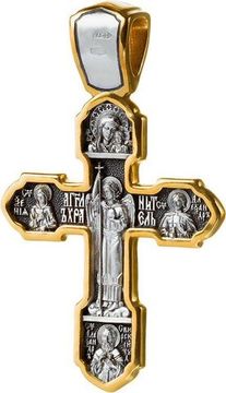 Распятие Христово. Ангел-Хранитель. Арх.Михаил, Ксения Петербургская, Александр Невский, Казанская БМ. Православный крест.