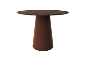 Стол обеденный Lagom D 120 см (орех / кирпичный, кожа)