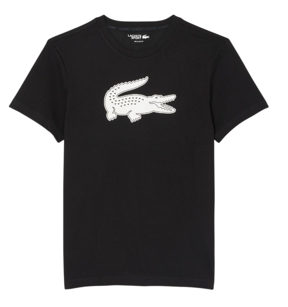 Мужская теннисная футболка Lacoste Ultra Dry 3D Print Crocodile - black/white
