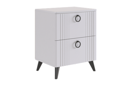 Тумба прикроватная "Ева" 2 (Белое дерево/Белый матовый) 450*428*536