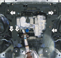 Усиленная защита Motodor картера Двигателя, КПП. 2 мм, Сталь. для Honda Accord VIII 2008-2012 арт.00820