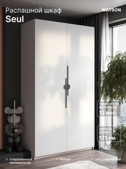 Шкаф Распашной Белый 120х220х52,5 Сеул