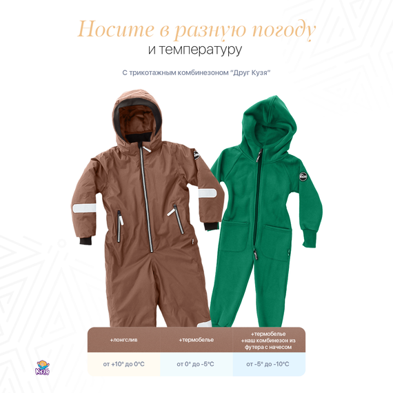 Растущий демисезонный детский комбинезон коричневый (Фабрика Друг Кузя) - фото: 8 Растущий демисезонный детский комбинезон коричневый - фото: 8