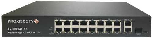 PX-POE1621GS коммутатор PoE 16*100M+2*1000M +1*1000M SFP, металл