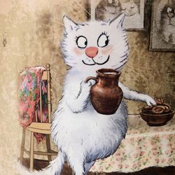 ФАРТУК "СИНИЕ КОТЫ. ЛЮБОВЬ МОЯ", 100% ХЛОПОК,ТВИЛ, БЕЖ