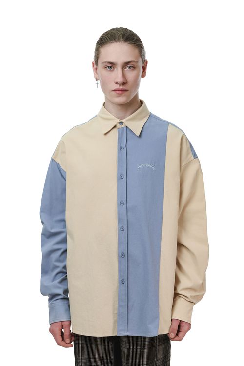 Сорочка Ymkashix Puff песочный/пыльно-синий