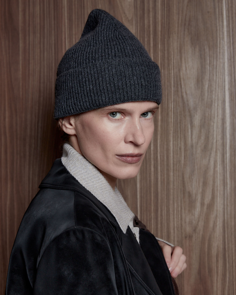 Шапка из смесового кашемира темно-серый