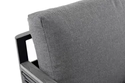 "Сан Ремо" кресло плетеное из роупа садовое, каркас алюминий темно-серый, роуп серый, ткань серая