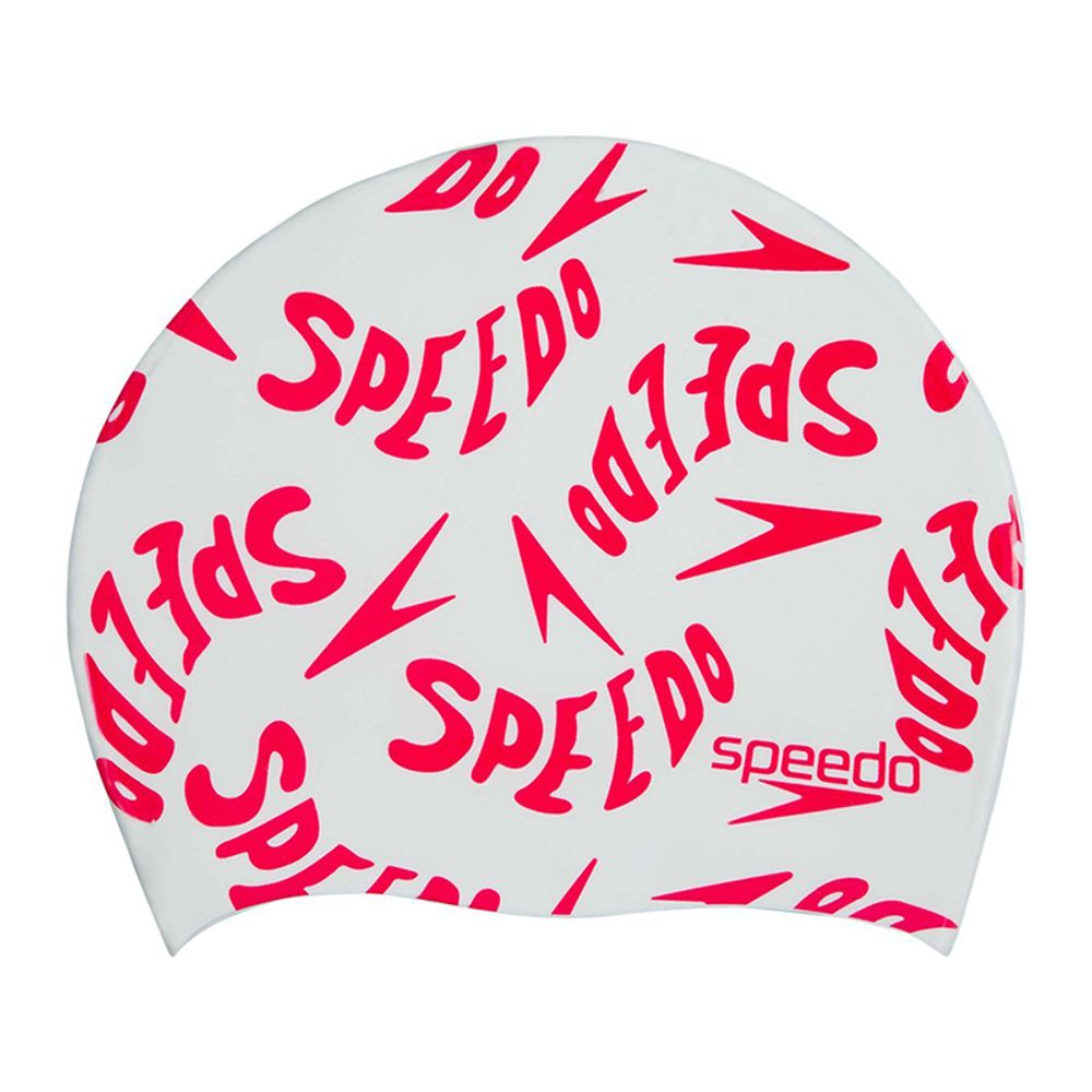 Шапочка для плавания силиконовая детская Speedo Junior Slogan Cap White/Red