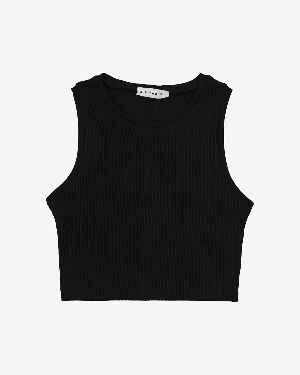 Топ One Two Ribbed Crop черный