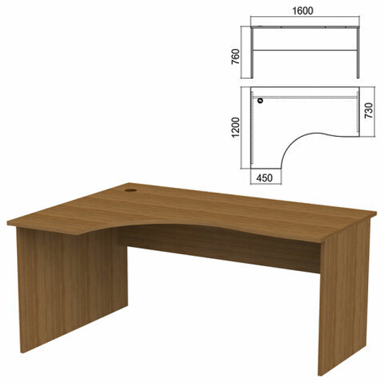 Стол эргономичный "Арго", 1600х1200х760, левый, орех (КОМПЛЕКТ)