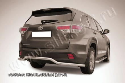 Защита заднего бампера (нержавейка) Toyota Highlander (2014-2016) d57 волна длинная