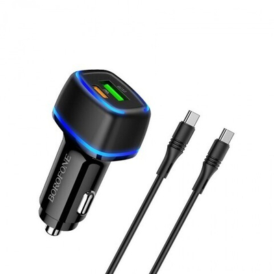 Автомобильная зарядка Borofone BZ14A 3A QC3.0, Type-C/Type-C, 012348 Черный