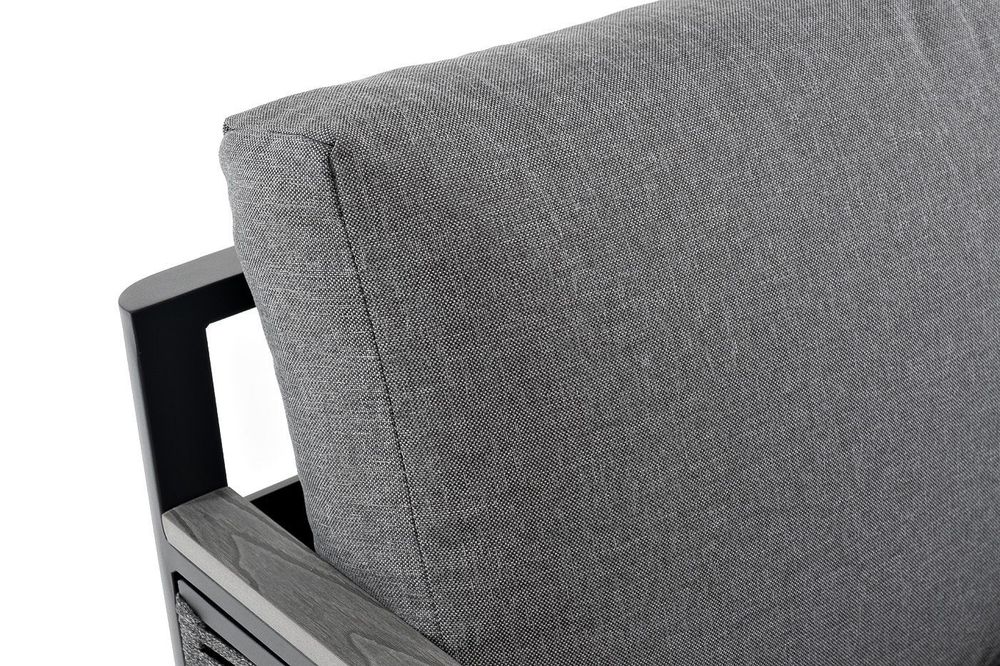 "Сан Ремо" кресло плетеное из роупа садовое, каркас алюминий темно-серый, роуп серый, ткань серая