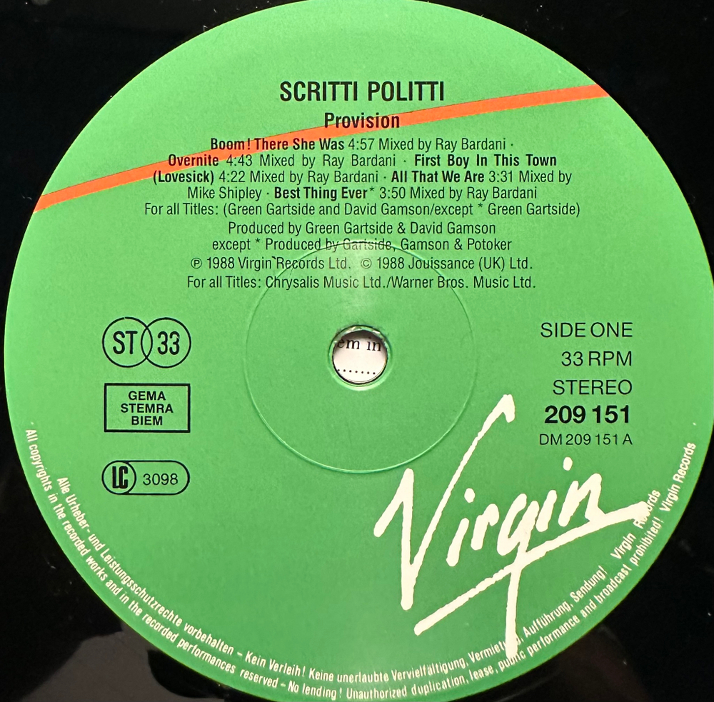 Scritti Politti - Provision (Европа 1988г.)
