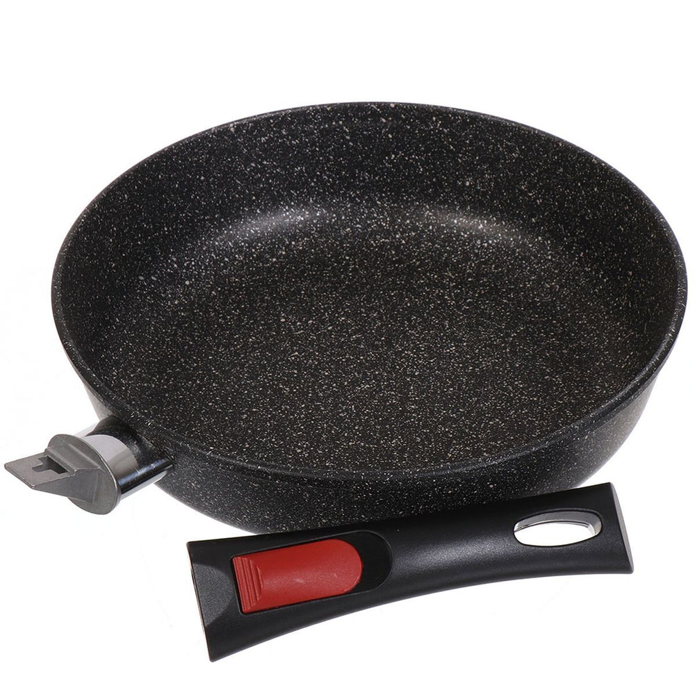 Сковорода алюминий, 24 см, антипригарное покрытие, Нева Металл Посуда, Гранит, L18024i, съемная ручка, индукция