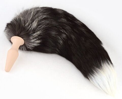 Анальная пробка с пушистым хвостом №2 (Цвет: разноцветный)