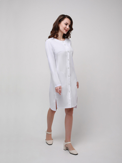 Женский медицинский халат белого цвета Х-246|MediS.moda