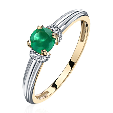 Кольцо с зелёным агатом из жёлтого золота 585 пробы JA-R-14176Р-1