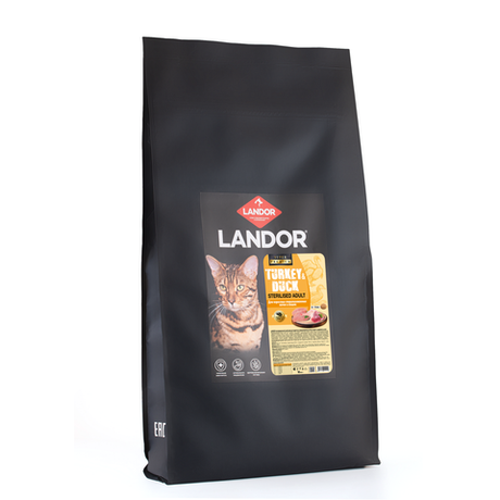 Cухой корм LANDOR STERILISED для стерилизованных кошек с индейкой и уткой 10 кг