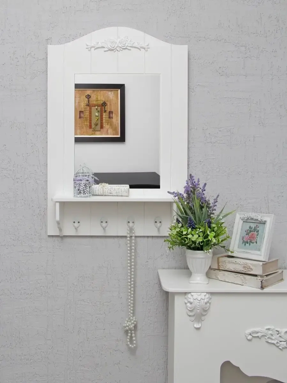 Зеркало настенное с полкой "Прованс"