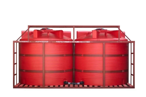 Кассета для перевозки ЖКУ с трапом и системой "КАСКАД" 2*6000 Пластерра PT KAS (13000 л.) вертикальный (4120x2080x2400см;красный) - арт.561544