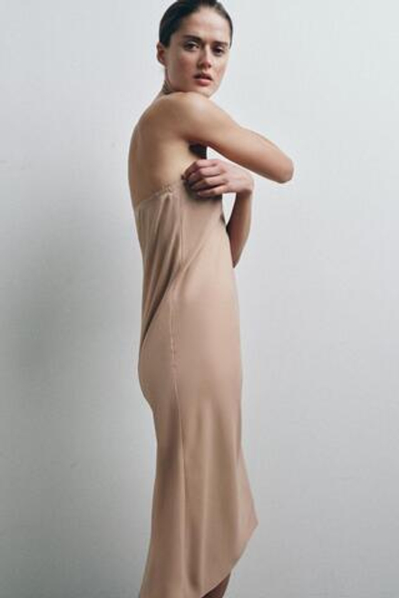 ZARA ПЛАТЬЕ-БАНДО НА ПОДКЛАДКЕ, ТЕЛЕСНО-РОЗОВЫЙ