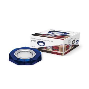 Встраиваемый точечный светильник 1*Gu5.3 RR015 кристалл синий/хром Mirror Gauss