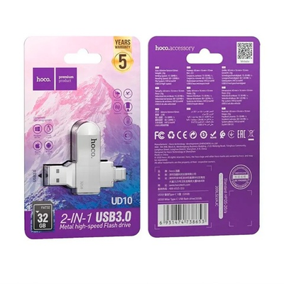 USB флеш-накопитель флешка hoco UD10 USB 3.0/Type-C 32 ГБ