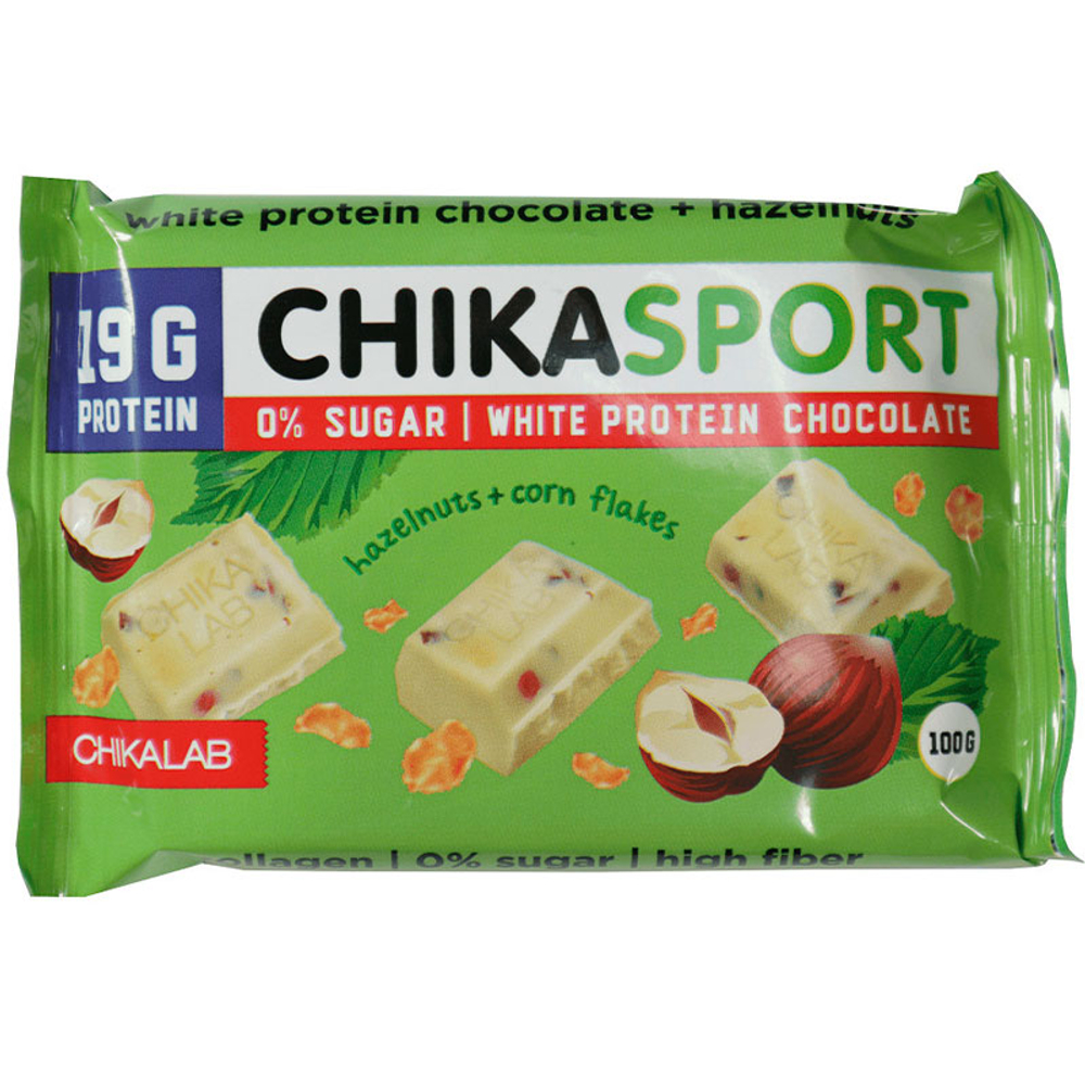 ChikaLab Шоколад Белый с Фундуком и Кукурузными Чипсами (100 гр.)
